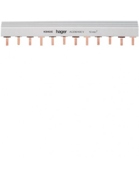 Barre de pontage 3P+N 63A languette 10mm² 24 Modules HAGER KB463C