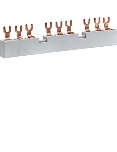 Barre de pontage pour 3 disjoncteurs moteur 3P 63A fourche 10mm² HAGER KD303M