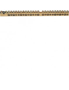 Borne en laiton. 169mm. 1x25mm² - 13x10mm² - 11x16mm². sans base de montage HAGER K158