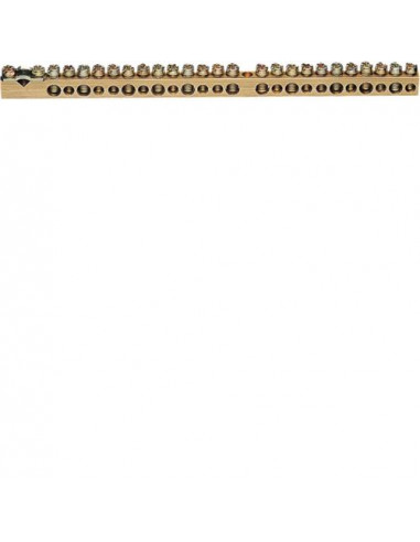 Borne en laiton. 169mm. 1x25mm² - 13x10mm² - 11x16mm². sans base de montage HAGER K158