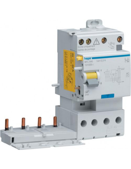 Bloc différentiel double sortie 4 Pôles 40A 300mA type AC HAGER BFC840