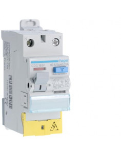 Interrupteur différentiel 1P+N 63A 30mA type AC à bornes décalées HAGER CDC163F