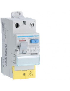 Interrupteur différentiel 1P+N 25A 30mA type haute immunité à bornes décalées HAGER CDH125F