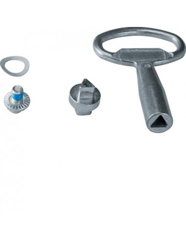 Serrure triangle mâle 7mm chromée + clé IP5-6 pour coffret vega D et univers HAGER FZ502