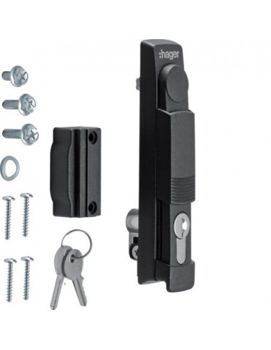 Poignée escamotable serrure barillet + 2clés 1242E IP5-6-univers quadro5 quadro+ HAGER FZ508