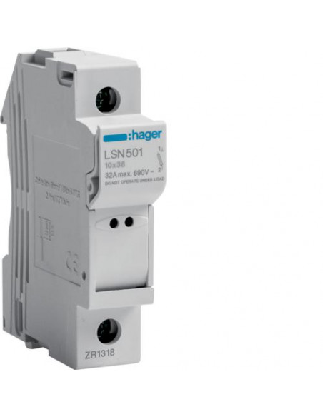 Coupe-circuit 1 Pôle 32A 690V pour fusible L.38mm 1 Module HAGER LSN501