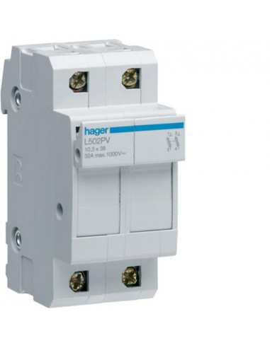 Coupe circuit 2P 1000V DC L38 2 modules HAGER L502PV