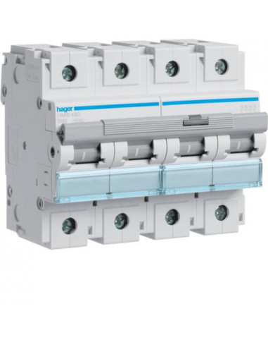 Disjoncteur 4P 15kA courbe B - 80A 6 modules HAGER HMB480