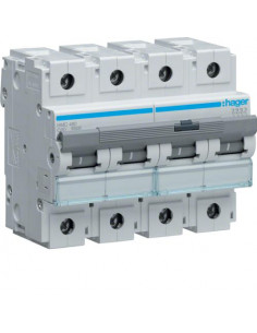 Disjoncteur 4P 15kA courbe C - 80A 6 modules HAGER HMC480