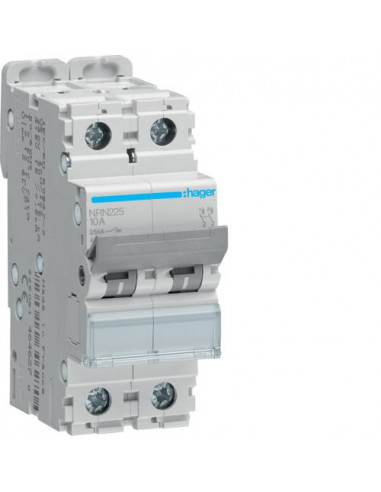 Disjoncteur 2P 25kA courbe C - 25A 2 modules HAGER NRN225