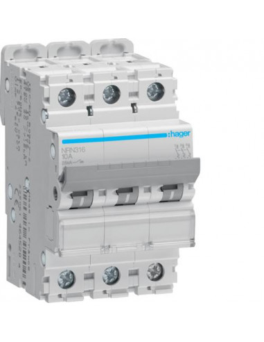 Disjoncteur 3P 25kA courbe C - 16A 3 modules HAGER NRN316