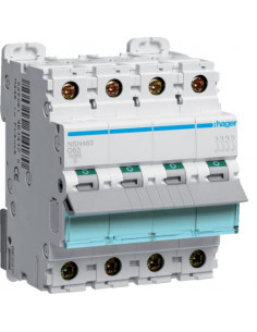 Disjoncteur 4 Pôles 15kA courbe D 63A 4 modules HAGER NSN463 2
