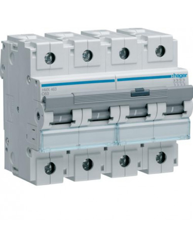 Disjoncteur 4P 50kA courbe C - 63A 6 modules HAGER HMX463
