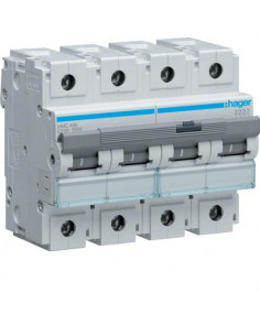 Disjoncteur 4 Pôles 15kA courbe C 125A 6 modules HAGER HMC499