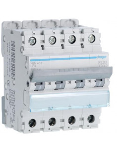 Disjoncteur 4P 6-10kA courbe B - 63A 4 modules HAGER NEN463