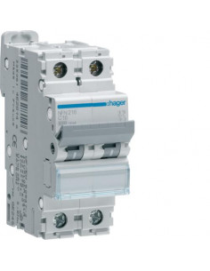 Disjoncteur 2P 6-10kA courbe C - 16A 2 modules HAGER NFN216