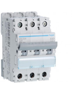 Disjoncteur 3P 6-10kA courbe C - 25A 3 modules HAGER NFN325