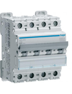 Disjoncteur 4P 6-10kA courbe C - 10A 4 modules HAGER NFN410