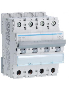 Disjoncteur 4P 6-10kA courbe C - 25A 4 modules HAGER NFN425