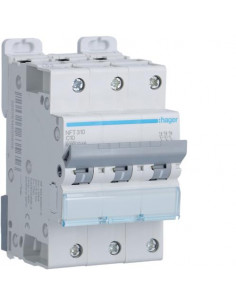 Disjoncteur 3 Pôles 6-10kA courbe C - 10A 3 modules HAGER NFT310 2