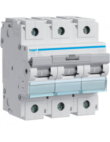 Disjoncteur 3P 15kA courbe B - 125A 4.5 modules HAGER HMB399