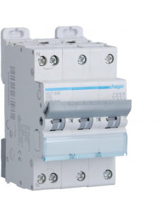 Disjoncteur 3P+N 6-10kA courbe D - 10A 3 modules HAGER NGT810
