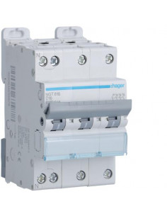 Disjoncteur 3P+N 6-10kA courbe D - 16A 3 modules HAGER NGT816