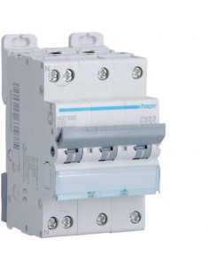 Disjoncteur 3 Pôles et Neutre 10kA courbe D 20A 3 modules HAGER NGT820 2