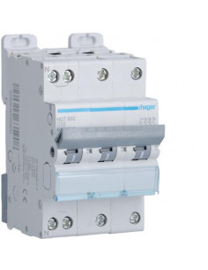 Disjoncteur 3P+N 6-10kA courbe D - 32A 3 modules HAGER NGT832