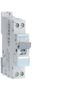 Disjoncteur 1P+N 6-10kA courbe D - 6A 1 module HAGER NGT706