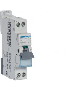 Disjoncteur 1P+N 4.5-6kA courbe C - 6A 1 module HAGER MJT706