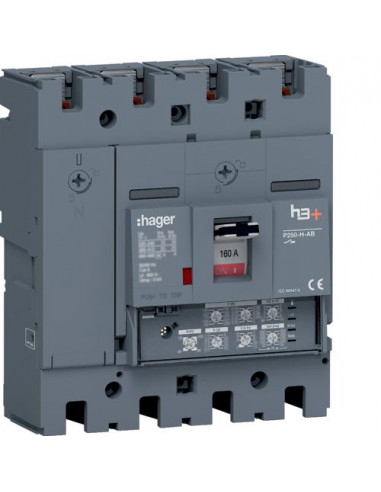 Disjoncteur Boitier Moulé h3+ P250 LSI AB 4P4D 160A 25kA HAGER HHT161JA