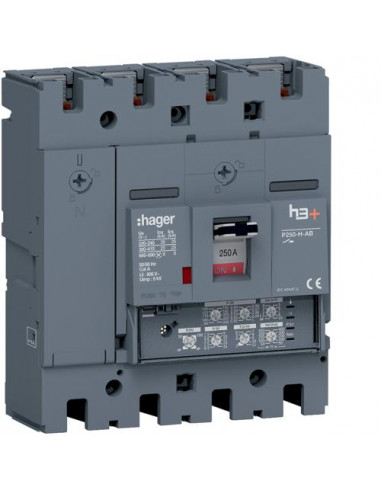 Disjoncteur Boitier Moulé h3+ P250 LSI AB 4P4D 250A 25kA HAGER HHT251JA