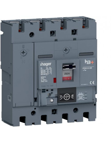Disjoncteur Boitier Moulé h3+ P250 Energy AB 4P4D 250A 25kA HAGER HHT251NA