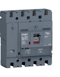 Disjoncteur Boitier Moulé h3+ P250 TM ADJ 4P4D N0-100% LN 250A 50kA FTC HAGER HMT251DR