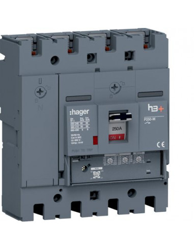 Disjoncteur Boitier Moulé h3+ P250 LSNI 4P4D N0-50-100% LN 250A 50kA FTC HAGER HMT251GR