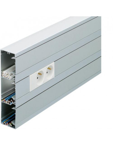 Socle pour goulotte queraz h54mm x p54mm L200mm 1 compartiment alu anodisé HAGER GBA500501ALU