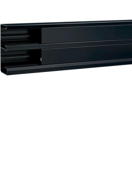 Goulotte GBD 50x130mm 2 compartiments noir Queraz enclipsage direct h134x p56mm L200mm PVC noire HAGER GBD5013109011