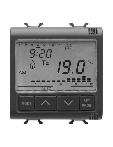 THERMOSTAT PR.EN ENCASTRÉ 2M 230VCA NOIR GEWISS GW12703