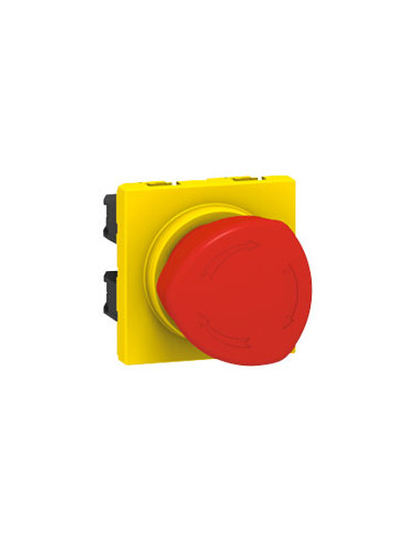 Poussoir coup de poing arrêt d'urgence Mosaic 2 modules NO+NF 3A déverrouillable par 1/4 de tour rouge et jaune LEGRAND 076602