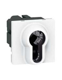 Interrupteur à clé barillet européen Mosaic 2 modules avec 2 positions par contact bipolaire 6A 250V blanc LEGRAND 077074 2