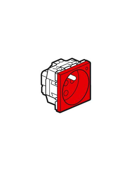 Prise 2P+T à détrompage avec voyant Mosaic bornes à vis 2 modules rouge antimicrobienne LEGRAND 077115