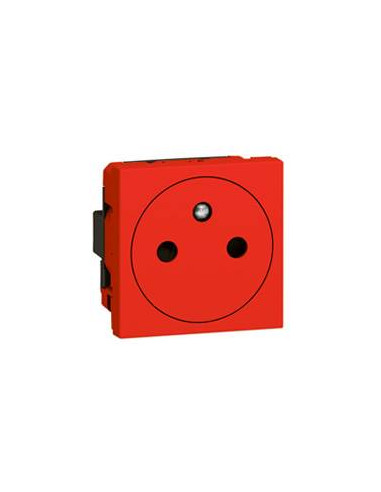 Prise de courant 2P+T Surface Mosaic 2 modules avec connexion par bornes automatiques - rouge antimicrobien LEGRAND 077133
