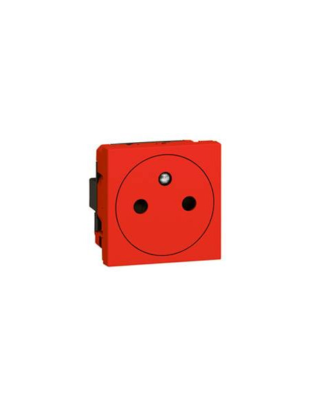 Prise de courant 2P+T Surface Mosaic 2 modules avec connexion par bornes automatiques - rouge antimicrobien LEGRAND 077133