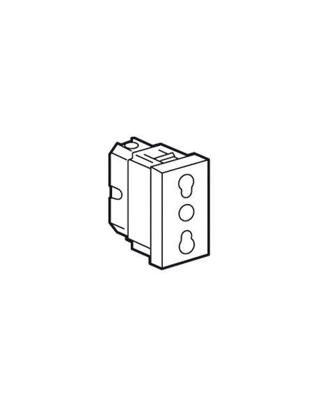 Prise de courant 2P+T 10A ou 16A standard italien Mosaic 1 module blanc LEGRAND 077511