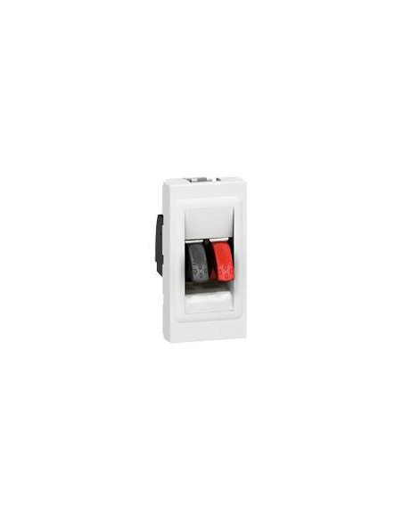 Prise haut-parleur Mosaic 1 module avec bornier 4mm² pour liaison audio stéréo de haut-parleur blanc LEGRAND 078750