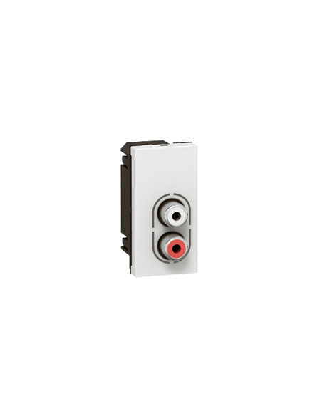 Prise 2 RCA femelle Mosaic 1 module pour liaison audio stéréo blanc LEGRAND 078753