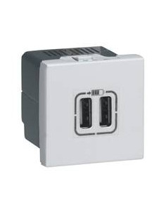 Prise 2 USB Type-A 2,4A 5V continu 15 Watts Mosaic 2 modules 230V alu LEGRAND 079394 2