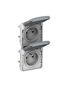 2 Prises 2P+T verticales précâblées composable gris 16A 250V LEGRAND PLEXO 069563