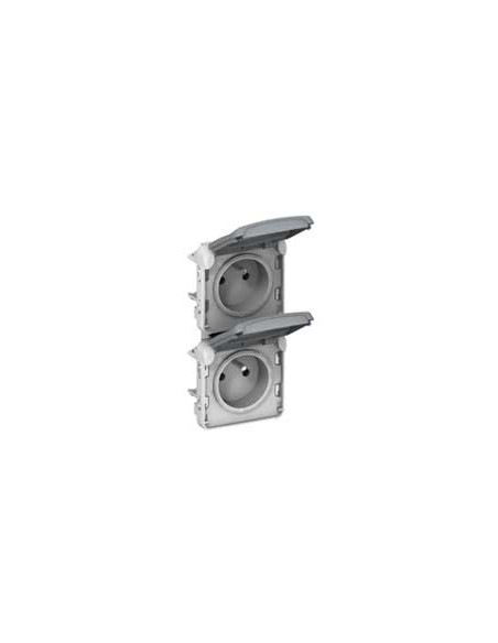 2 Prises 2P+T verticales précâblées composable gris 16A 250V LEGRAND PLEXO 069563